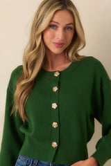 Kind Of Comforting Hunter Green Button Front Long Sleeve Cardigan