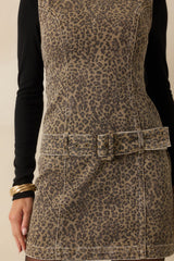 MINKPINK Brown Cotton Anouk Animal Print Mini Dress