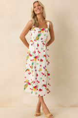 Slowly Making Changes Ivory Multi Fruit Print Maxi Dress