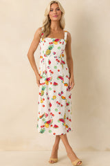 Slowly Making Changes Ivory Multi Fruit Print Maxi Dress
