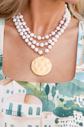 Choosing My Own Path White Bead Layered Statement Necklace