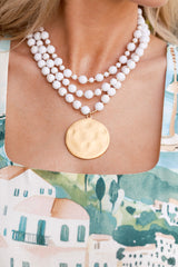 Choosing My Own Path White Bead Layered Statement Necklace