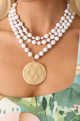 Choosing My Own Path White Bead Layered Statement Necklace