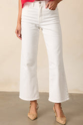 Into The Clouds White Cropped Wide Leg Jeans