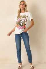 Stevie Nicks White Cotton Flower Collage Tour Tee