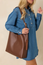 Busy Day Chocolate Brown Smooth Finish Shoulder Bag