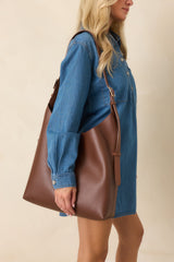 Busy Day Chocolate Brown Smooth Finish Shoulder Bag
