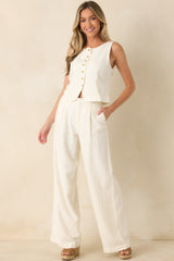 Z Supply Roman Ivory Linen Button Front Vest