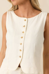 Z Supply Roman Ivory Linen Button Front Vest