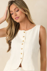 Z Supply Roman Ivory Linen Button Front Vest