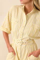 Prosperina Chloe Lemonade Yellow Stripe Cotton Romper