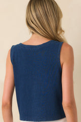 Z Supply Indigo Blue Cotton Solace V-Neck Jersey Denim Tank