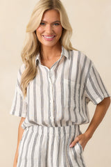 Z Supply White Cotton Seascape Stripe Gauze Shirt