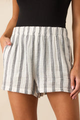 Z Supply White Cotton Beach Bum Stripe Gauze Shorts