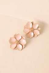 Going With The Wind Beige Flower Statement Earrings