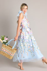 Spirit of Spring Light Blue Floral Embroidered Maxi Dress (RESTOCK MAY)
