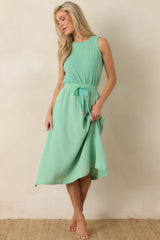 Paradisa Bonita Seaglass Green Cotton Sleeveless Midi Dress