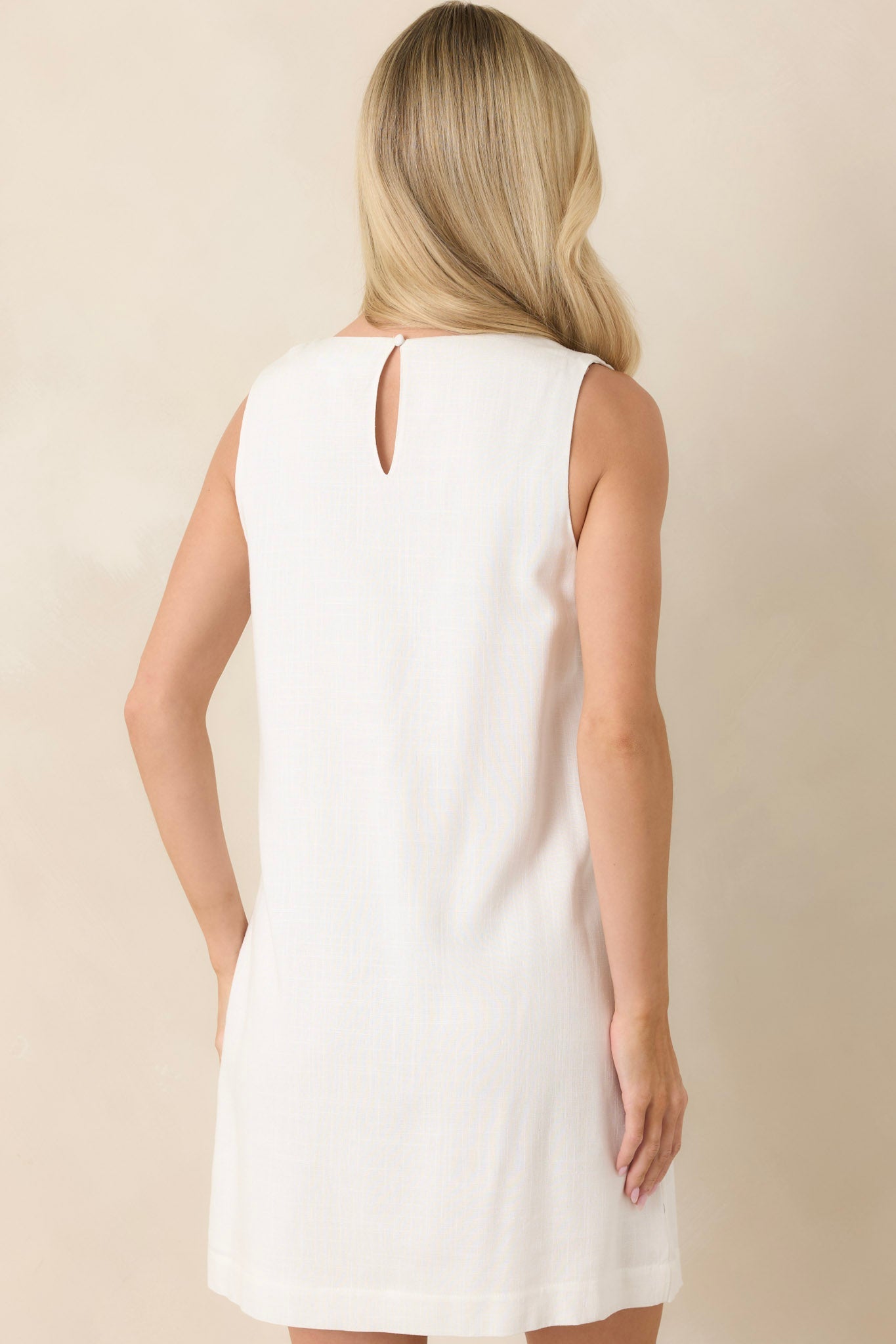 Coastal Mosaic Ivory & Blue Embroidered Mini Dress