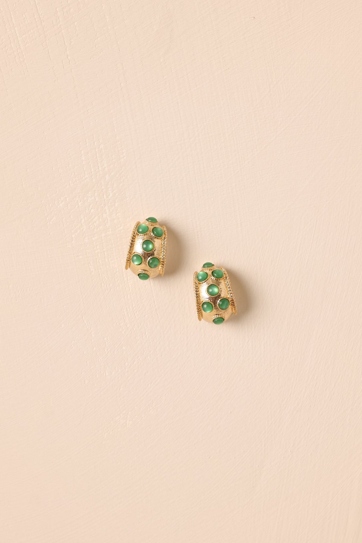 Nothing But High Hopes Textured Green Stone Hoop Earrings