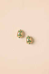 Nothing But High Hopes Textured Green Stone Hoop Earrings