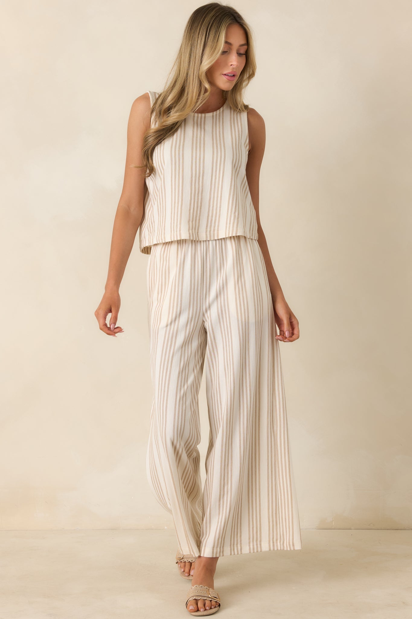 Z Supply Sloane Ivory & Tan Cotton Knit Stripe Top