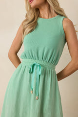 Paradisa Bonita Seaglass Green Cotton Sleeveless Midi Dress