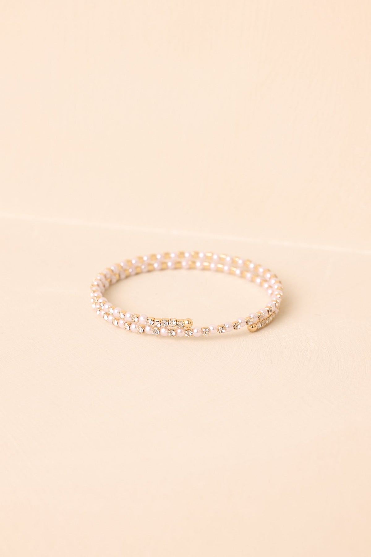 Let's Be Clear Ivory Pearl Rhinestone Wrap Bracelet