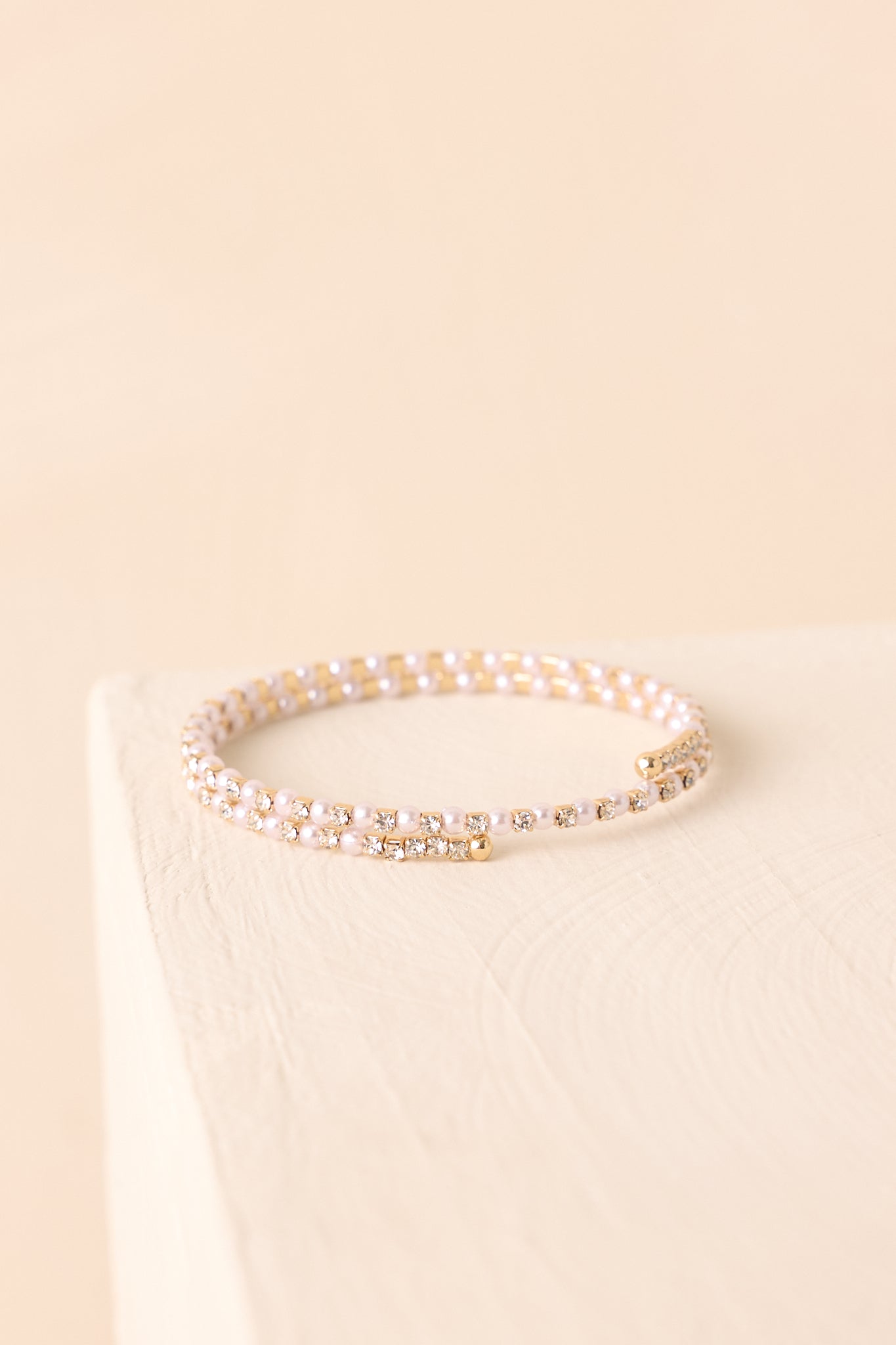 Let's Be Clear Ivory Pearl Rhinestone Wrap Bracelet