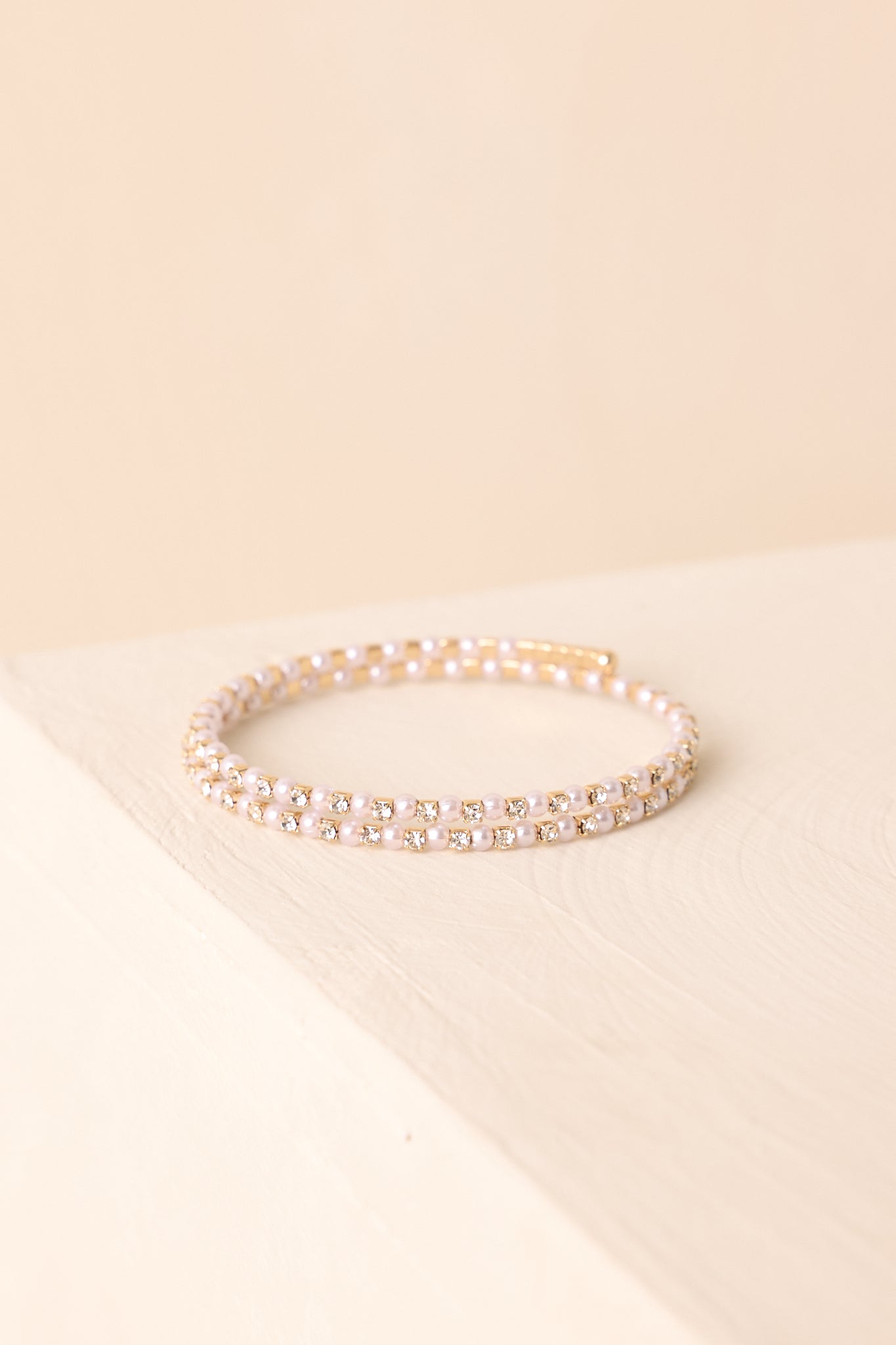 Let's Be Clear Ivory Pearl Rhinestone Wrap Bracelet