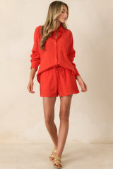Z Supply Daylight Poppy Red Airy Cotton Gauze Shorts
