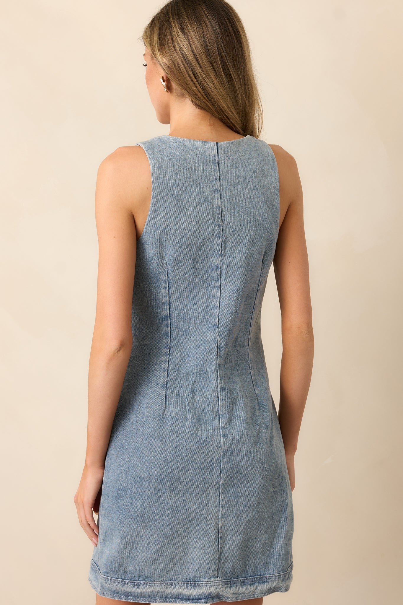 Urban Dreams Light Wash Button Front Denim Mini Dress