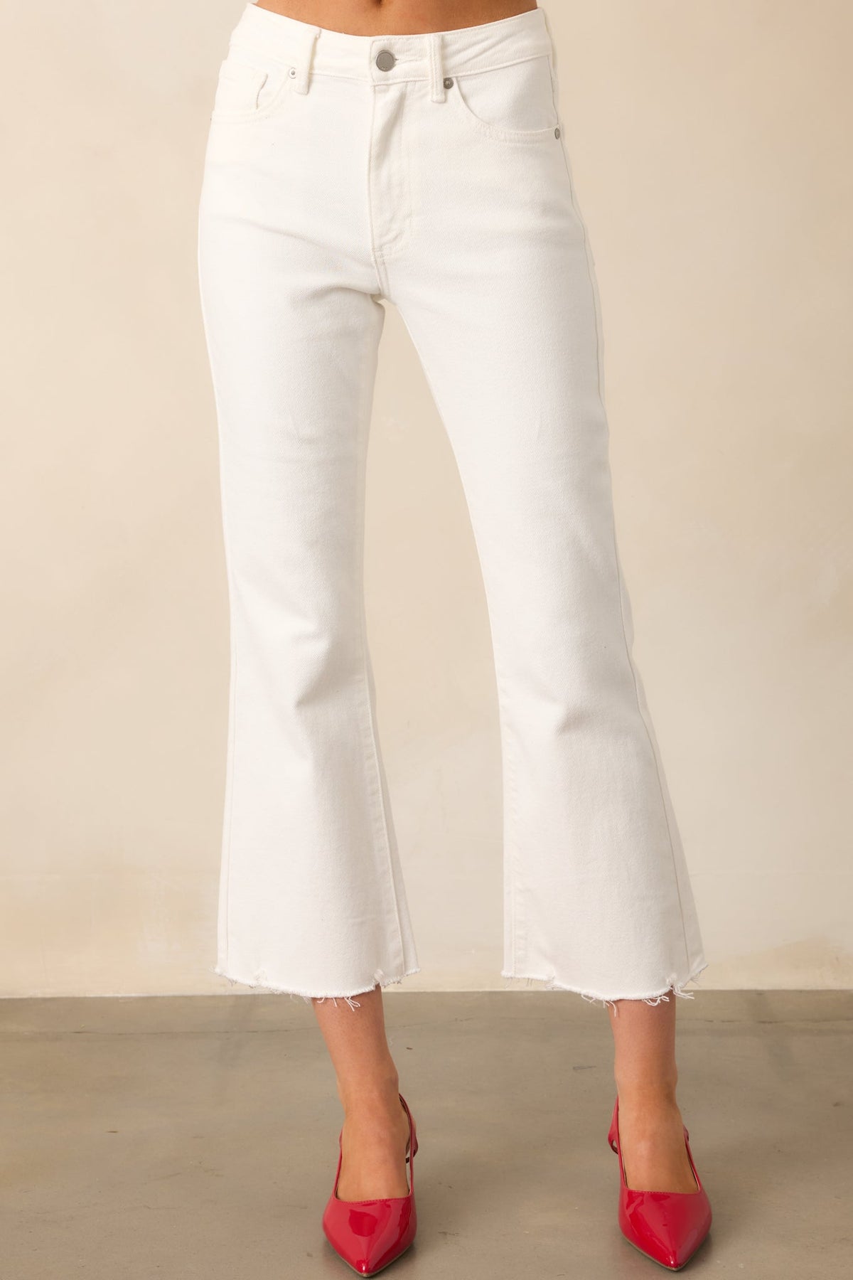 Terrific Timing White Cropped Flare Jeans