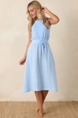 Paradisa Bonita Oceana Blue Cotton Sleeveless Midi Dress