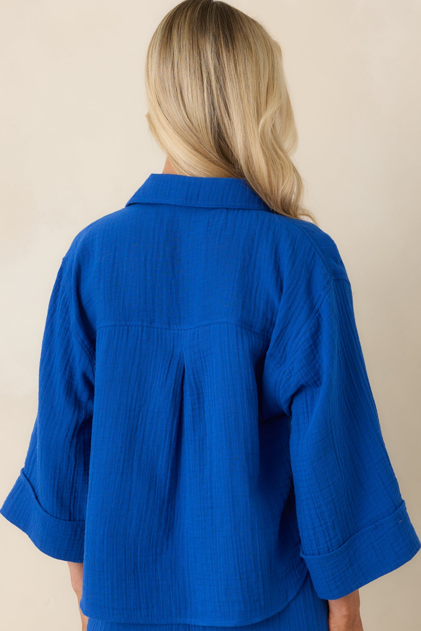 Z Supply Helena Nautical Blue Cotton Gauze Button Up