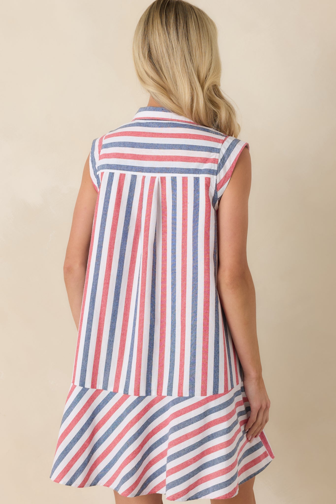 Parade Day Feelings Red & Blue Stripe Cotton Mini Dress