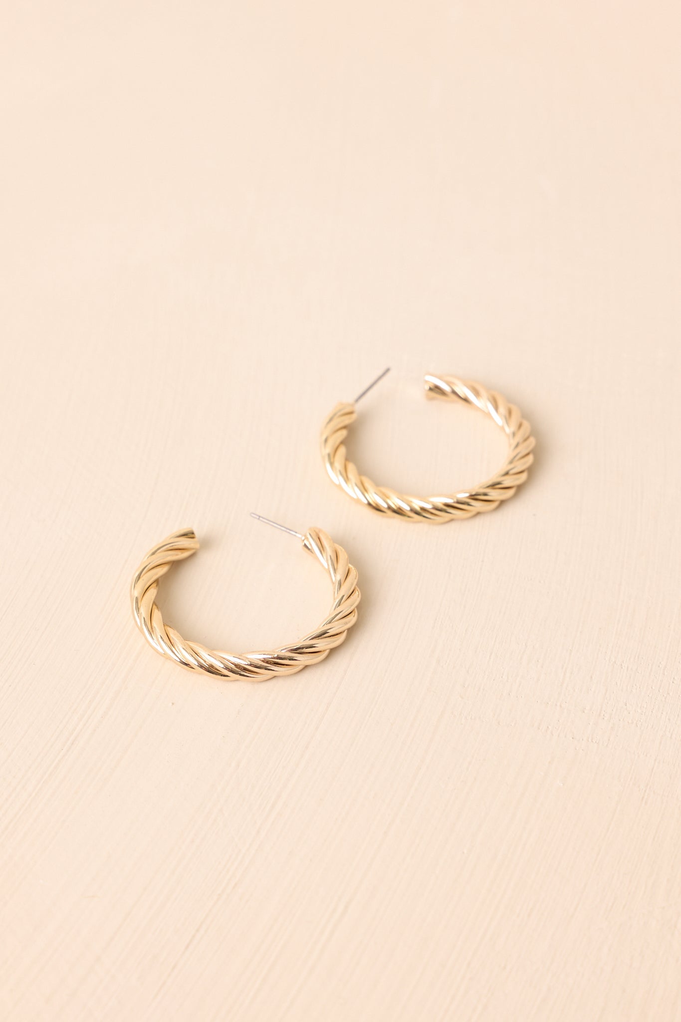 In a Good Place Gold Twisted Open Hoop Earrings