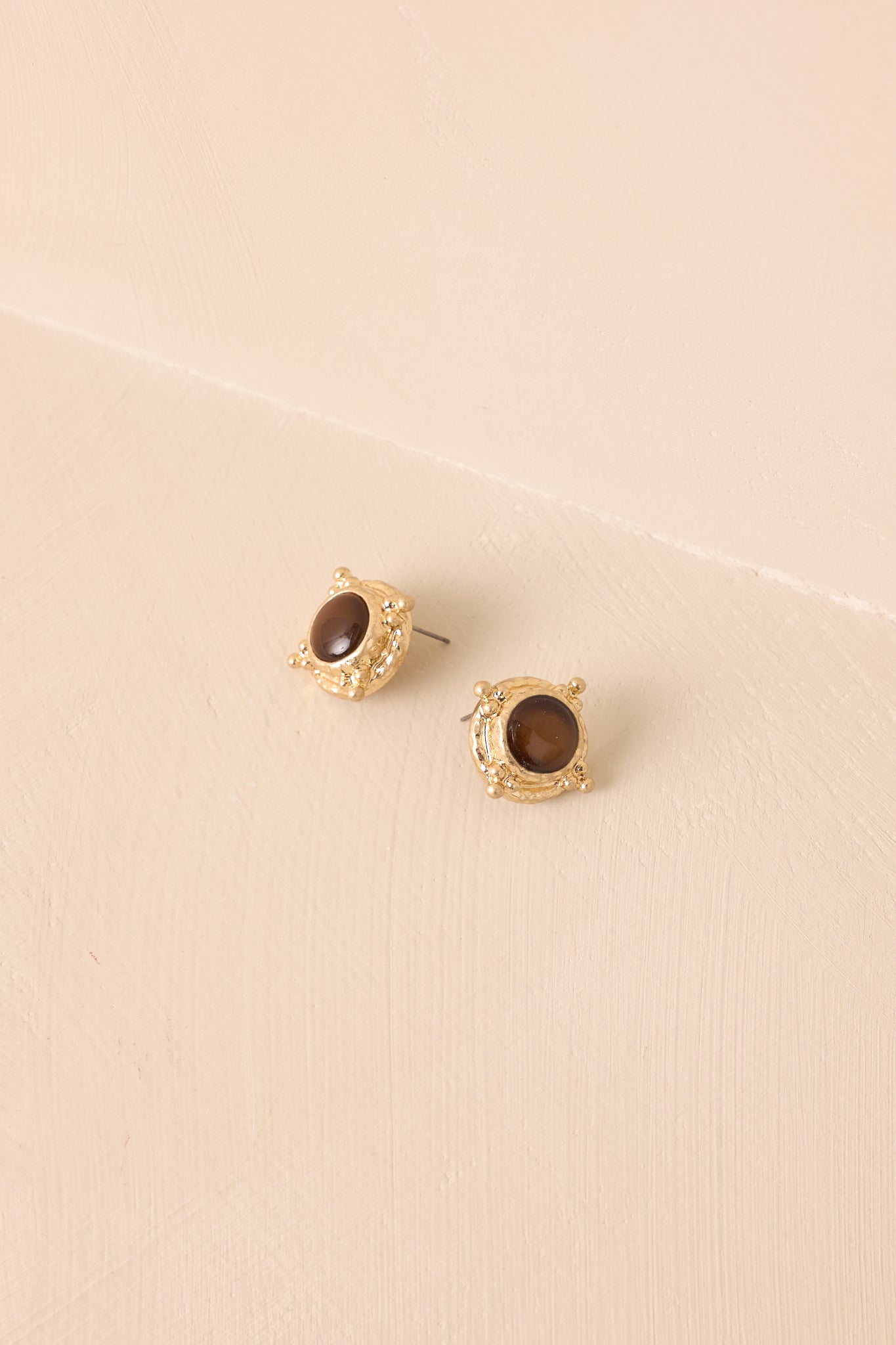Tied It All Together Textured Brown Stone Stud Earrings