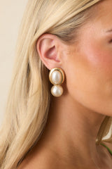 Sweetest Devotion Gold Pearl Drop Earrings