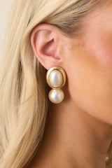 Sweetest Devotion Gold Pearl Drop Earrings