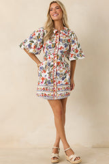 Like A Love Song Ivory Multi Floral Cotton Mini Dress