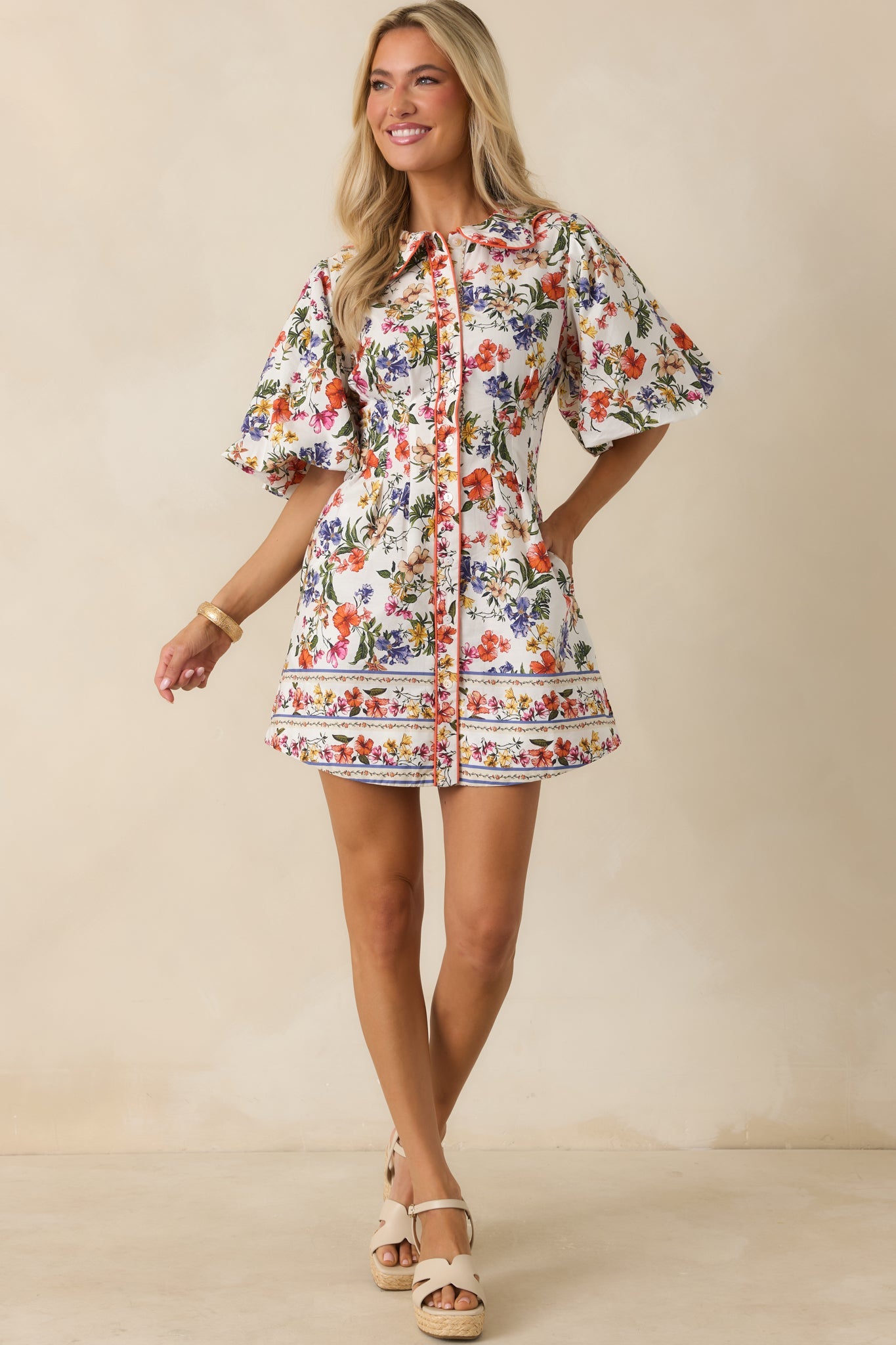 Like A Love Song Ivory Multi Floral Cotton Mini Dress