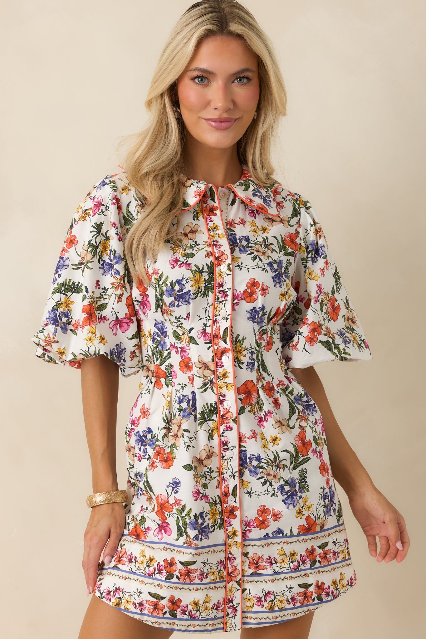 Like A Love Song Ivory Multi Floral Cotton Mini Dress