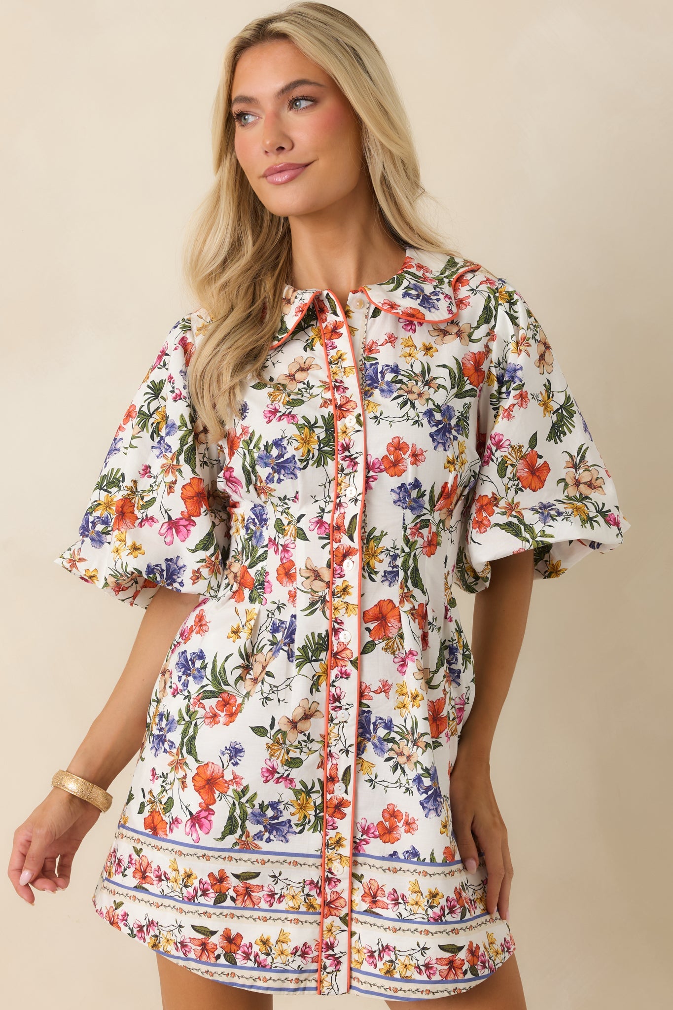 Like A Love Song Ivory Multi Floral Cotton Mini Dress
