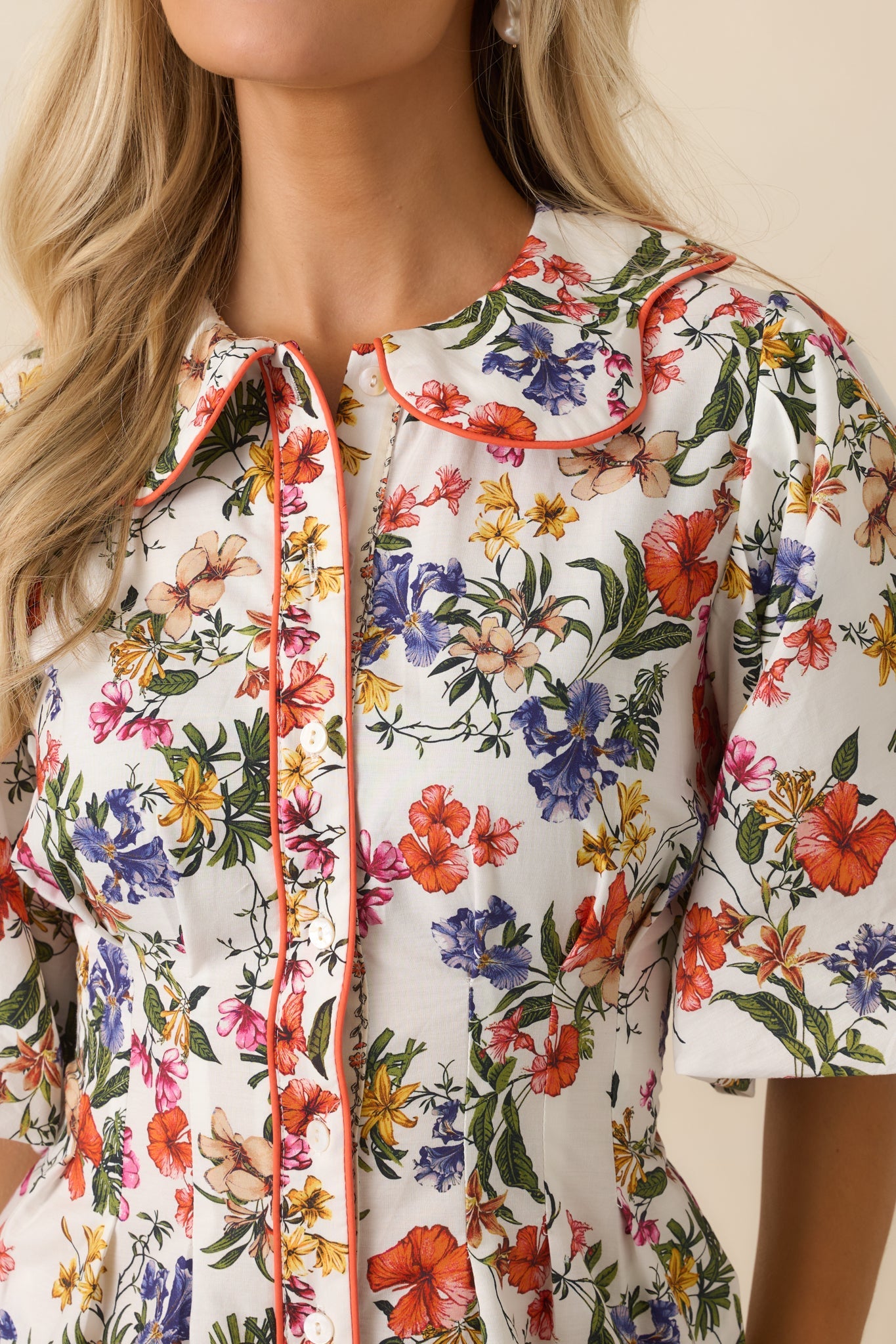Like A Love Song Ivory Multi Floral Cotton Mini Dress