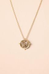 Naturally Charming Gold Butterfly Medallion Necklace