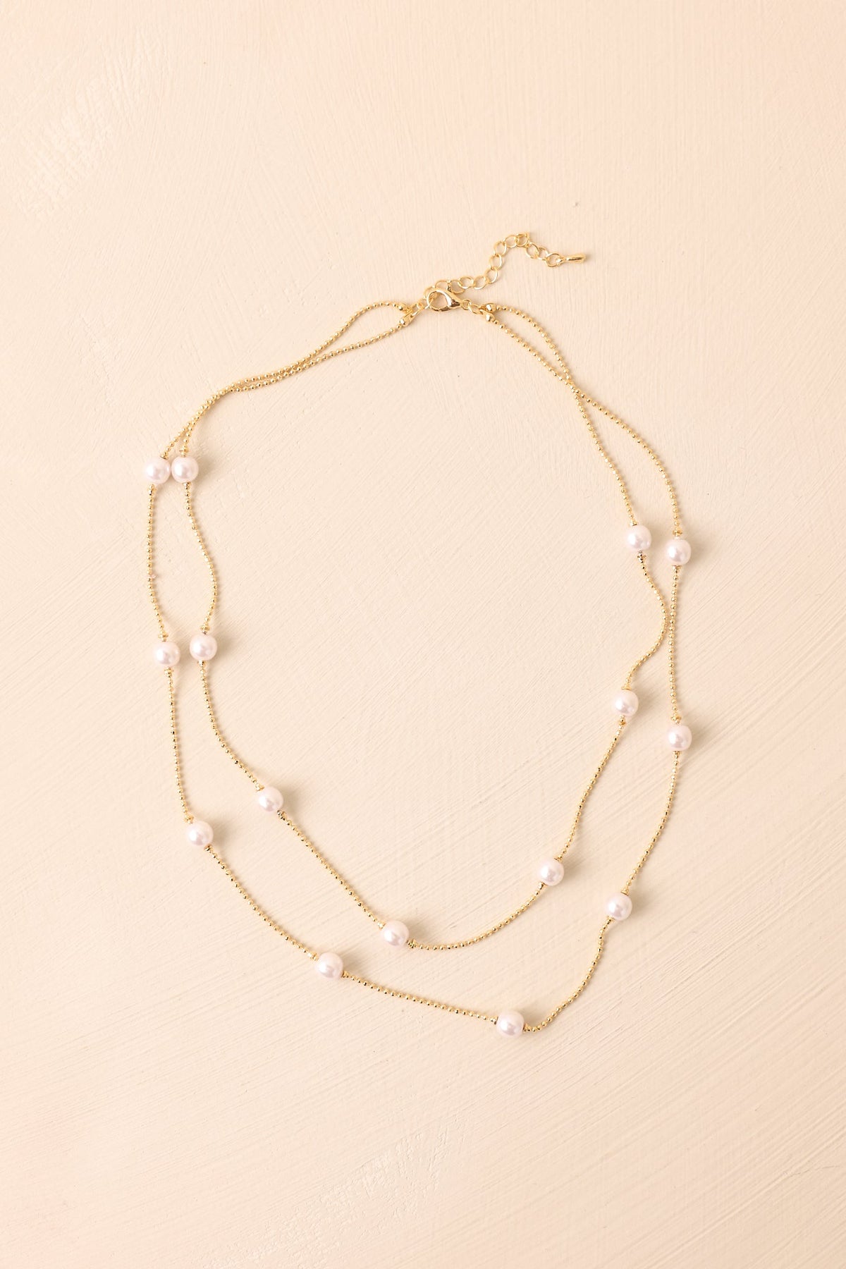 In My Favor Gold Layered Ivory Faux Pearl Necklace