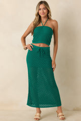 Z Supply Windswept Rainforest Green Crochet Maxi Skirt