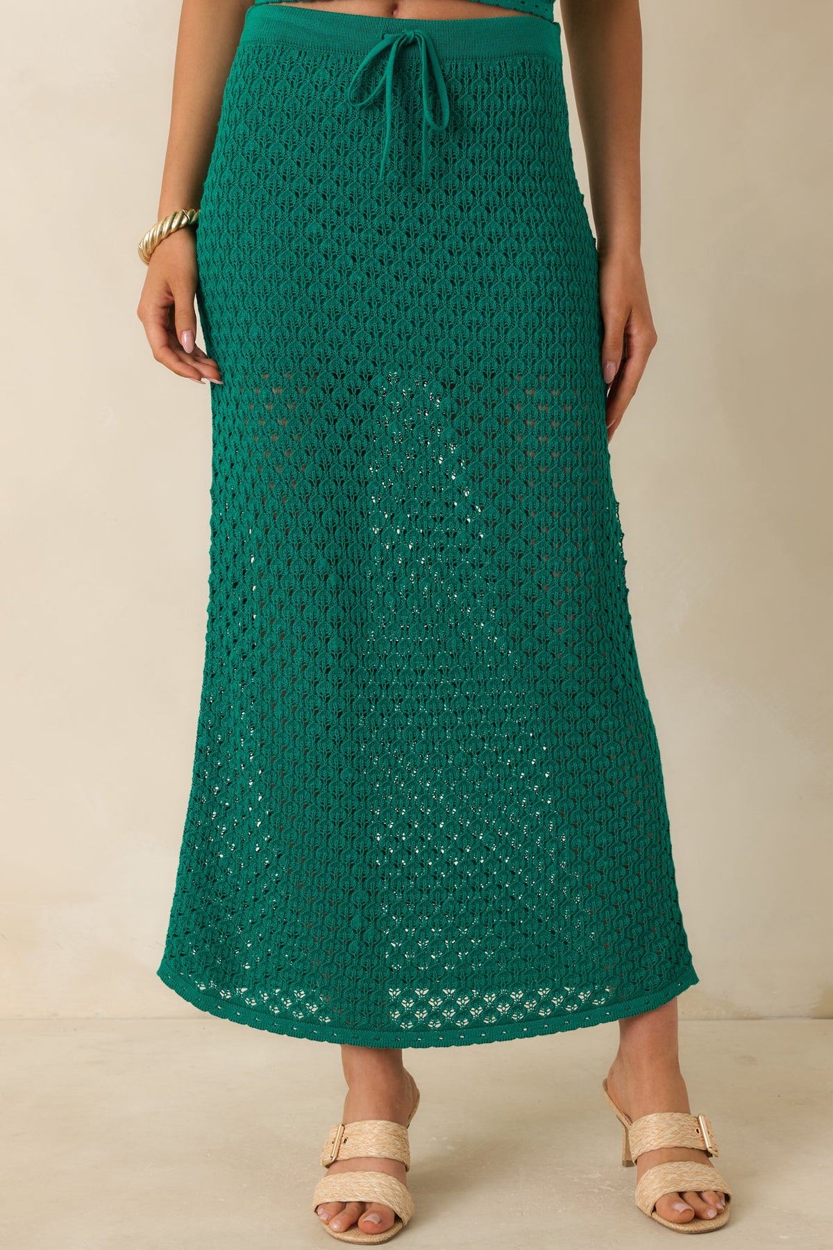 Z Supply Windswept Rainforest Green Crochet Maxi Skirt
