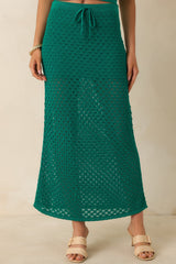 Z Supply Windswept Rainforest Green Crochet Maxi Skirt