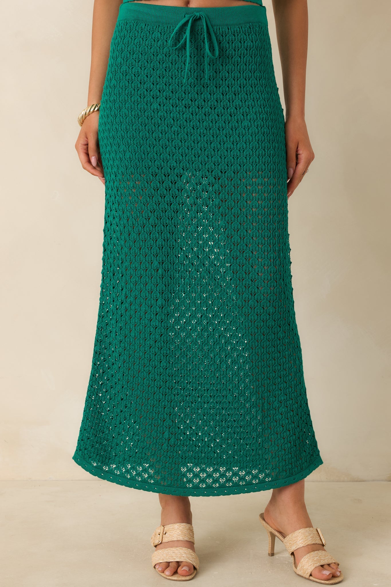 Z Supply Windswept Rainforest Green Crochet Maxi Skirt